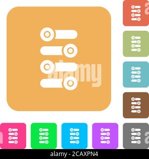 Fine tune flat icons on rounded square vivid color backgrounds. Stock Vector