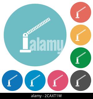 Opened barrier flat white icons on round color backgrounds Stock Vector