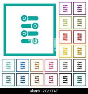Fine tune flat color icons with quadrant frames on white background Stock Vector