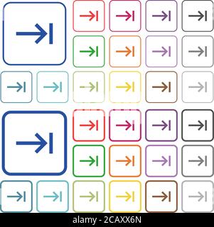 Keyboard tab flat color icons with quadrant frames on white background ...