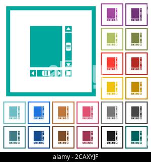 Blank document with scroll bars flat color icons with quadrant frames on white background Stock Vector