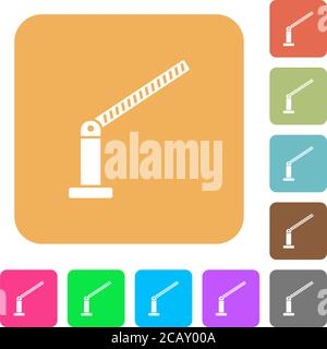 Opened barrier flat icons on rounded square vivid color backgrounds. Stock Vector