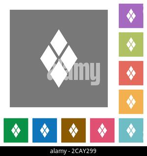 Diamond tile pattern flat icons on simple color square backgrounds Stock Vector