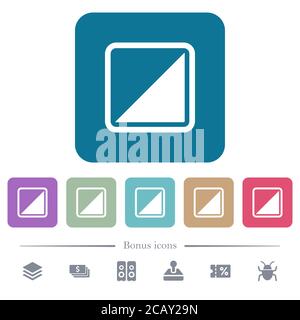 Invert object white flat icons on color rounded square backgrounds. 6 bonus icons included Stock Vector