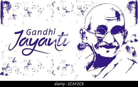 Gandhi Jayanti wishes vector typography design blue Stock Vector