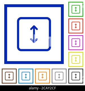 Adjust object height flat color icons in square frames on white background Stock Vector