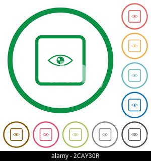 Preview object flat color icons in round outlines on white background Stock Vector