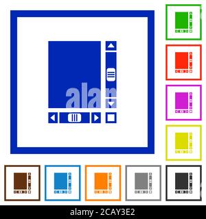Blank document with scroll bars flat color icons in square frames on white background Stock Vector