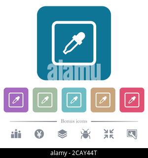 Get object color white flat icons on color rounded square backgrounds. 6 bonus icons included Stock Vector