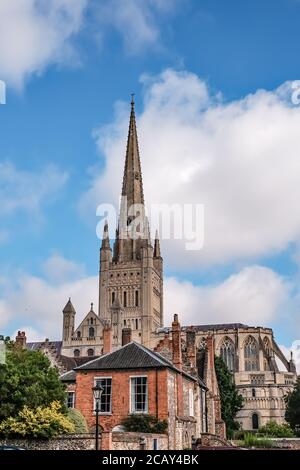 Norwich Cathedral captured on a bright and sunny day Stock Photo