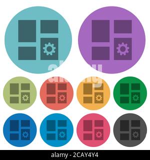 Dashboard settings darker flat icons on color round background Stock Vector