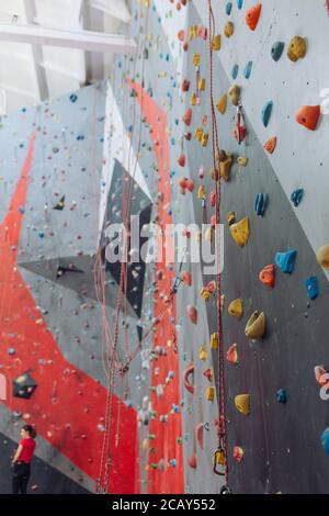 empty modern rock climbing room. sport, lifestyle , fitness. entertainment, room for unforgettable experience Stock Photo