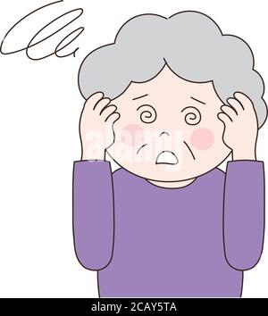 Sick dizzy woman suffering headache. Vector illustration isolated on white background. Stock Vector