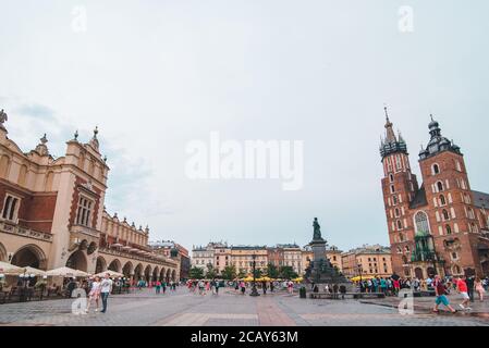 Krakow, Poland - June 16, 2019: old european town market square Stock Photo