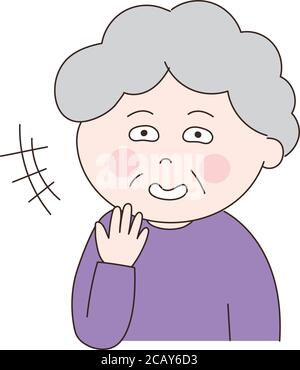 Elderly woman with mean expression. Vector illustration isolated on white background. Stock Vector