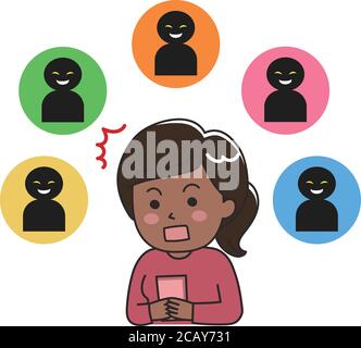 Shocked woman looking at social media. Isolated on white background. Stock Vector
