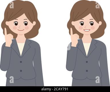 Business woman wearing a suit coming up with a good idea. Vector illustration isolated on white background. Stock Vector