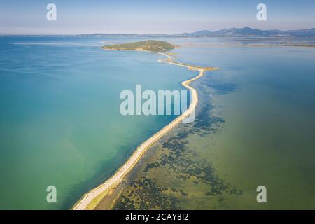Road through Shoals of Ambracian Gulf (Gulf of Arta or the Gulf of Actium), Greece Stock Photo