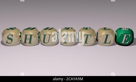 subway text of cubic dice letters on the floor and 3D icon on the wall ...