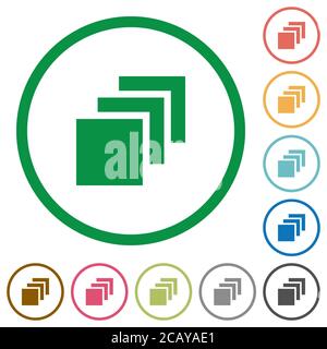 Multiple canvases flat color icons in round outlines on white background Stock Vector