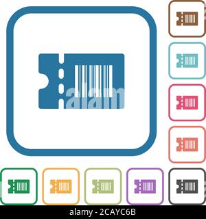 Discount coupon code simple icons in color rounded square frames on white background Stock Vector