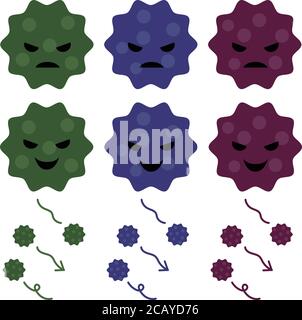 Set of various viruses. Vector illustration isolated on white background. Stock Vector