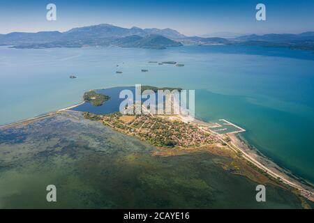 Town of Koronisia in the Ambracian Gulf (Gulf of Arta or the Gulf of Actium), Greece Stock Photo