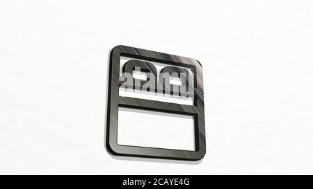 HOTEL DOUBLE BED 3D icon on the wall. 3D illustration. building and architecture Stock Photo