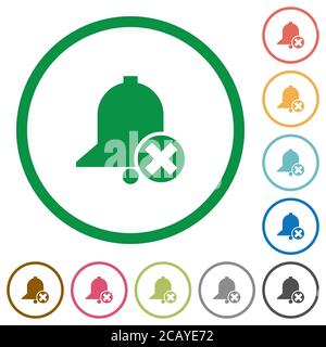 Cancel reminder flat color icons in round outlines on white background Stock Vector