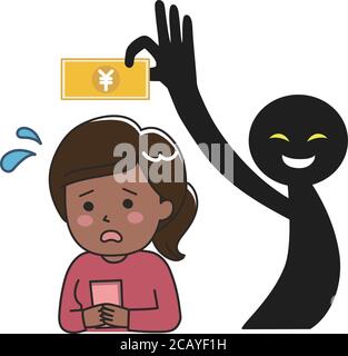Woman got scammed on the internet. Vector illustration isolated on white background. Stock Vector