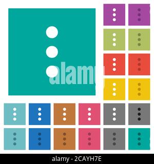More options multi colored flat icons on plain square backgrounds. Included white and darker icon variations for hover or active effects. Stock Vector