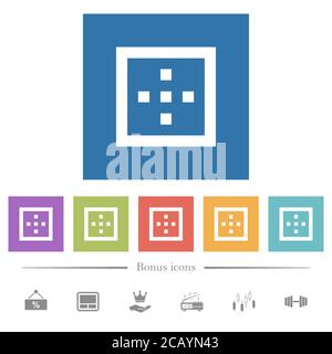 Outer borders flat white icons in square backgrounds. 6 bonus icons included. Stock Vector