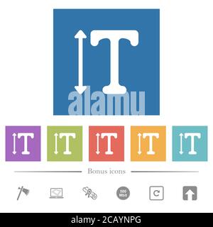 Adjust font height flat white icons in square backgrounds. 6 bonus icons included. Stock Vector