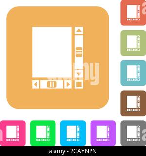 Blank document with scroll bars flat icons on rounded square vivid color backgrounds. Stock Vector