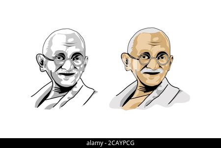 Mohandas Karamchand Gandhi was an Indian lawyer portrait vector Stock Vector