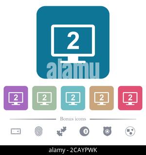 Secondary display white flat icons on color rounded square backgrounds. 6 bonus icons included Stock Vector