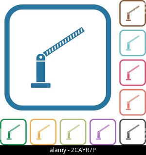 Opened barrier simple icons in color rounded square frames on white background Stock Vector