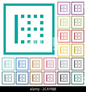 Left border flat color icons with quadrant frames on white background Stock Vector