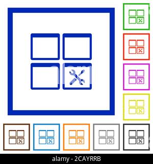 Dashboard tools flat color icons in square frames on white background Stock Vector