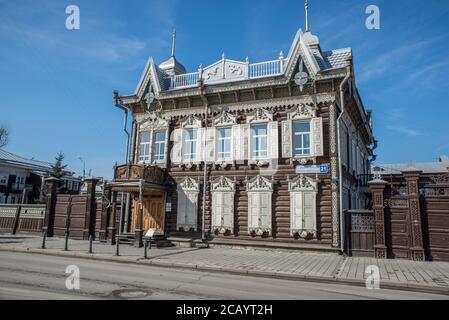 Historical wooden house in Irkutsk, Russia Stock Photo