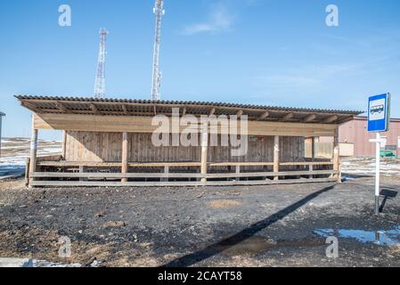 Rural bus stop shelter, Irkutsk District, Russia Stock Photo