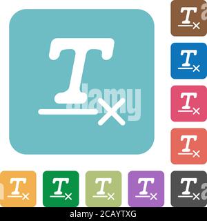 Clear text format white flat icons on color rounded square backgrounds Stock Vector