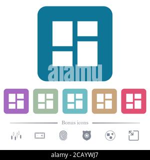 Admin dashboard panels white flat icons on color rounded square backgrounds Stock Vector