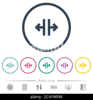 Vertical split tool flat color icons in round outlines. 6 bonus icons included. Stock Vector