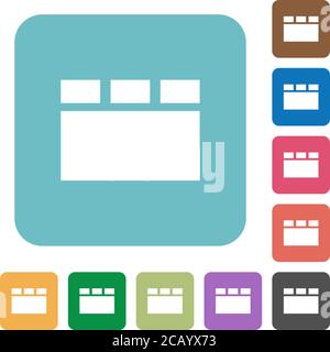 Horizontal tabbed layout flat white icons on round color backgrounds. 6 ...