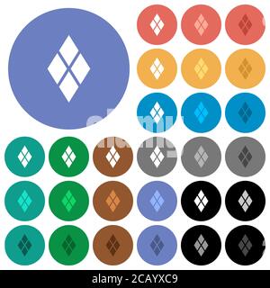 Diamond tile pattern multi colored flat icons on round backgrounds. Included white, light and dark icon variations for hover and active status effects Stock Vector