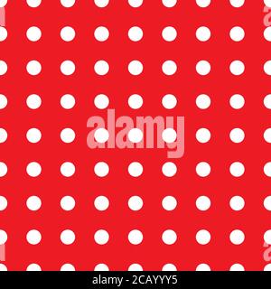 White polka dots on a red background. Seamless pattern with red polka dots. Stock Vector