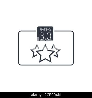 Three stars raiting. Hotel rating. Simple flat pictogram isolated on white. Stock vector illustration isolated on white background. Stock Vector