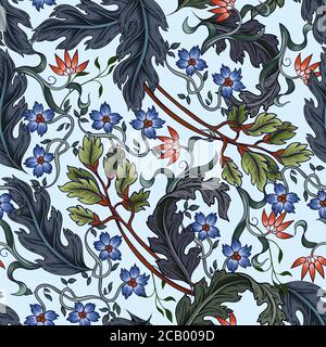 Seamless pattern with flowers in art deco style. Modern trendy print. Stock Vector