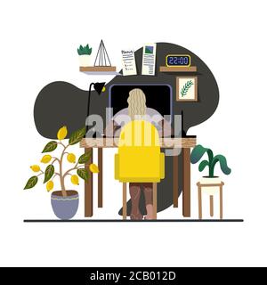 Interior designer workplace. Home decor. Vector cartoon flat illustration. Stock Vector